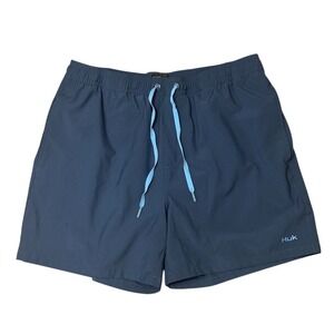 Huk Men's Performance Volley Shorts Blue Drawstring Elastic Waist Size L